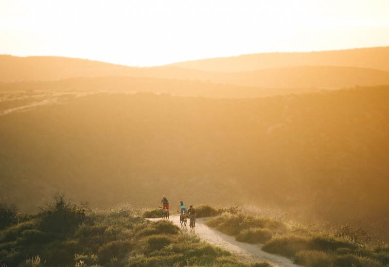 Mountain biking at sunset at Top of the World